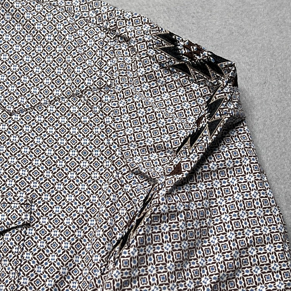Panhandle Rough‎ Stock Western Shirt Mens XL Geometric Embroidered Sleeve Snap - Picture 12 of 13